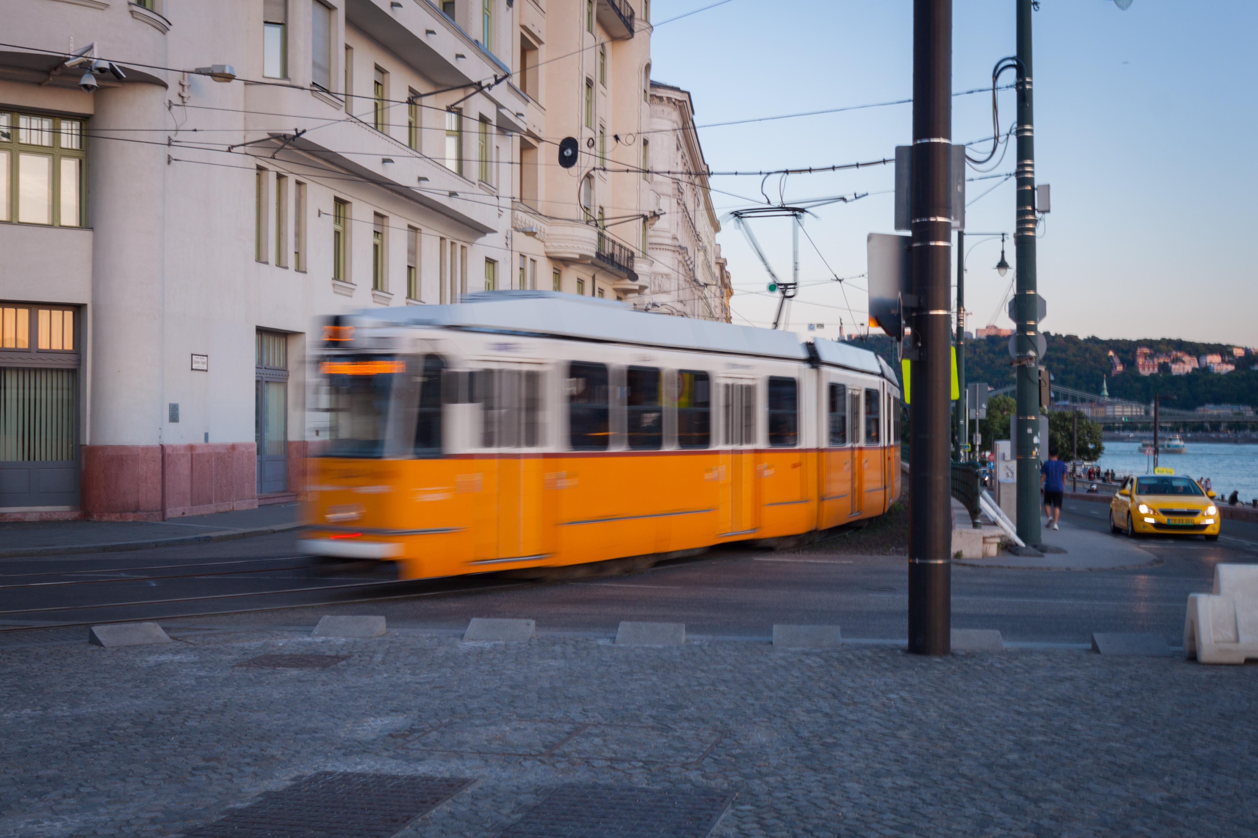 Budapest tram in motion
