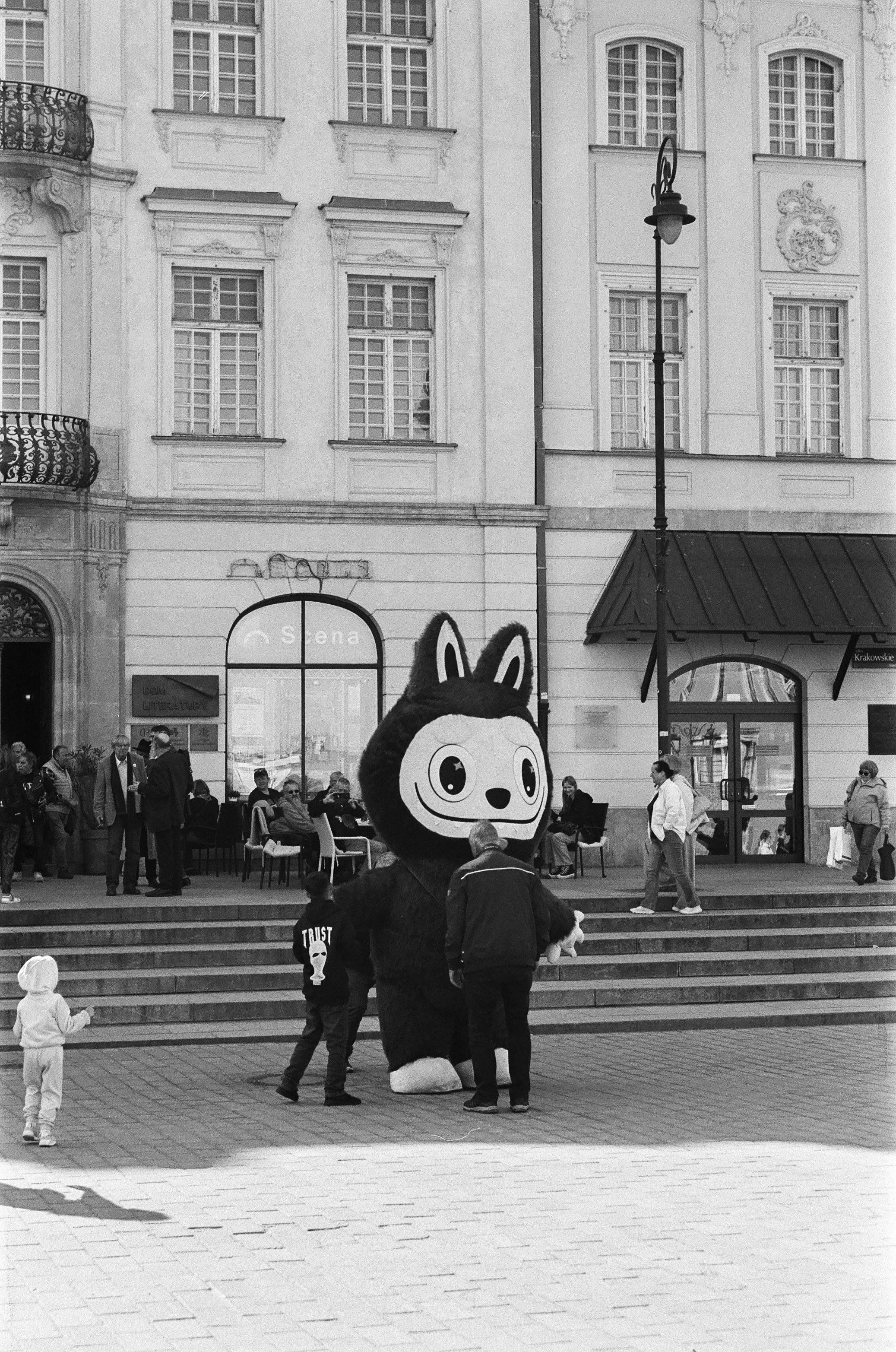 Labubu mascot at the Warsaw Castle Square