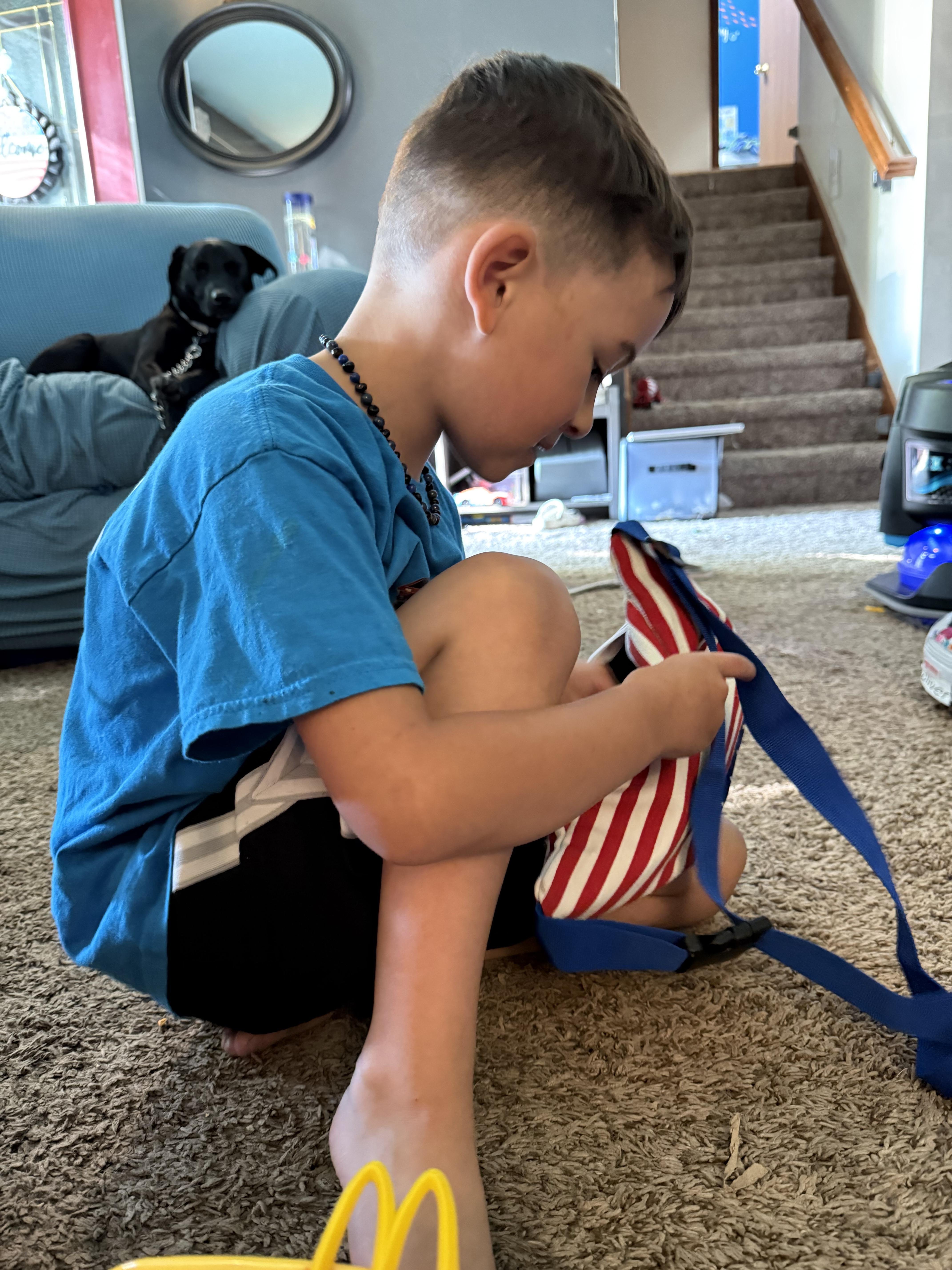 Hanging out with this guy while mom is at meetings