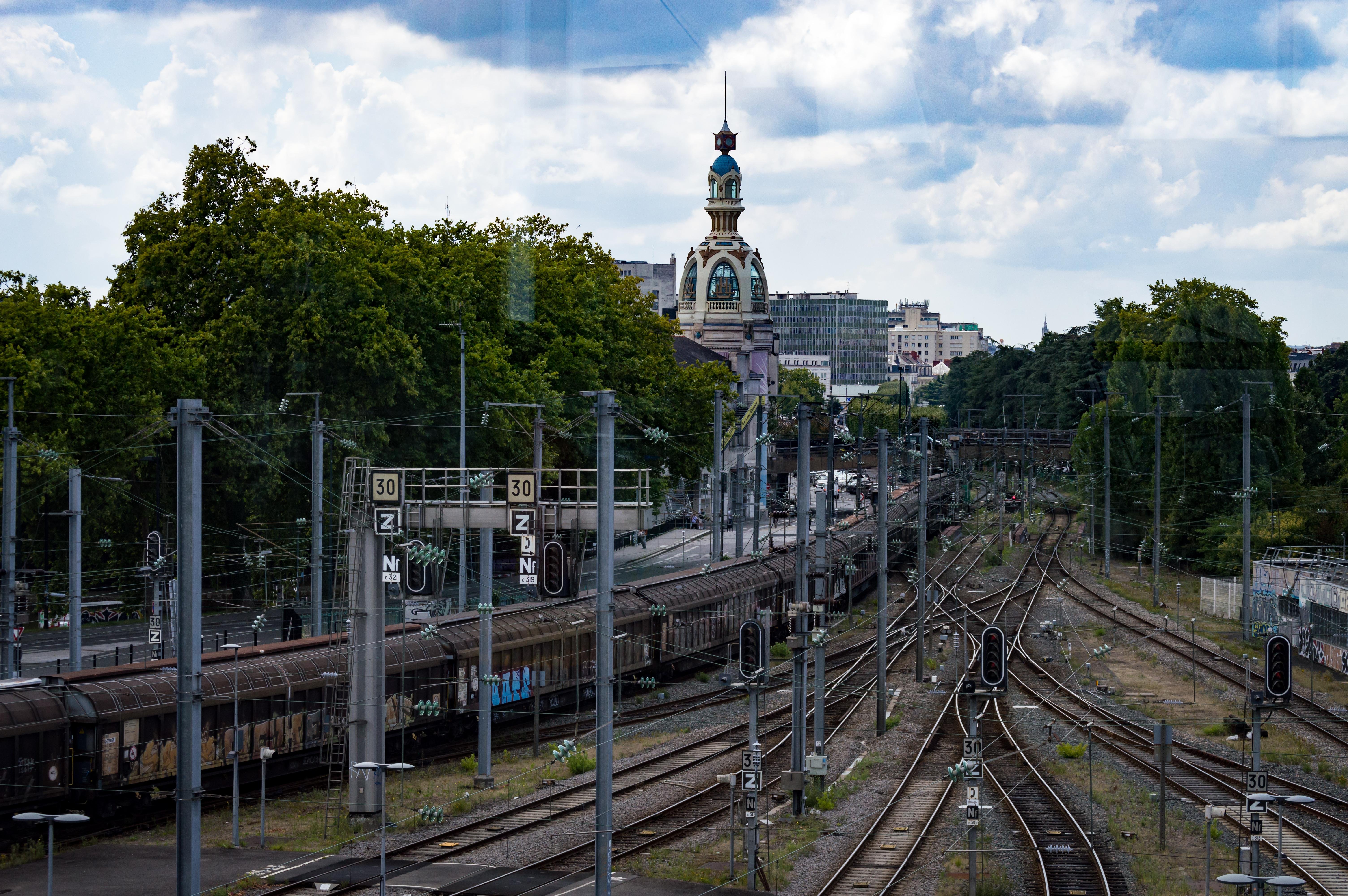 Railway tracks outside of the Nantes railway station